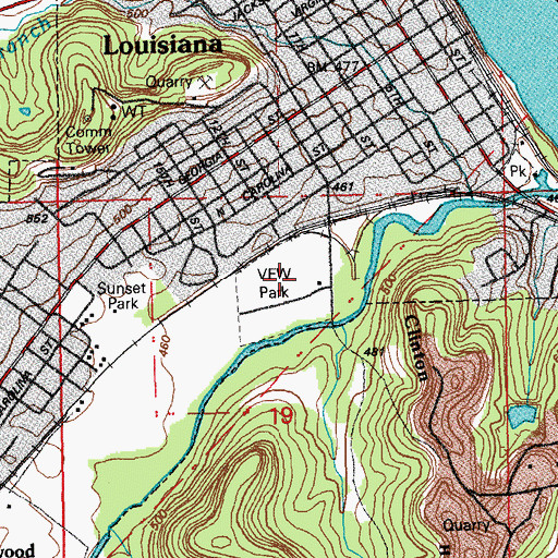 Topographic Map of VFW Park, MO