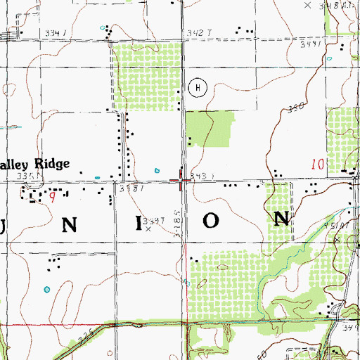 Topographic Map of Valley Ridge, MO
