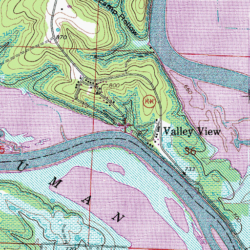 Topographic Map of Valley View, MO