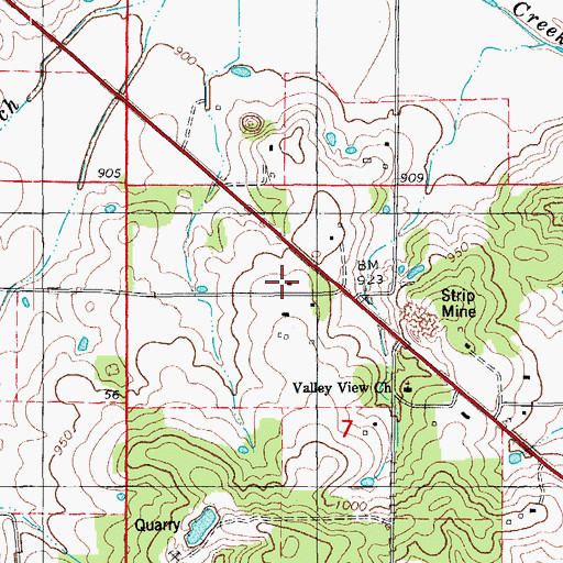 Topographic Map of Valley View School, MO