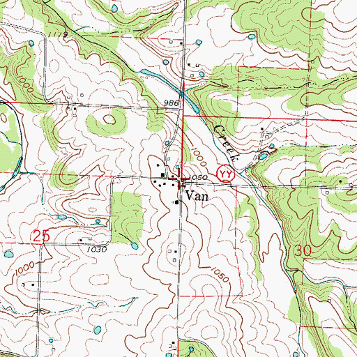 Topographic Map of Van, MO