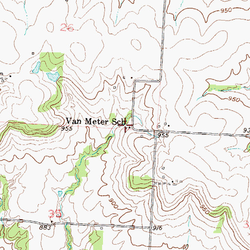 Topographic Map of Van Meter School (historical), MO