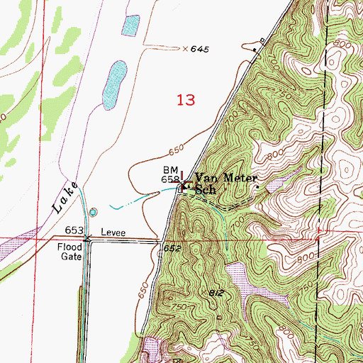 Topographic Map of Van Meter School (historical), MO