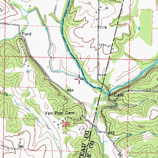 Topographic Map of Van Pool Branch, MO