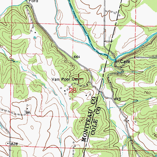 Topographic Map of Van Pool Cemetery, MO