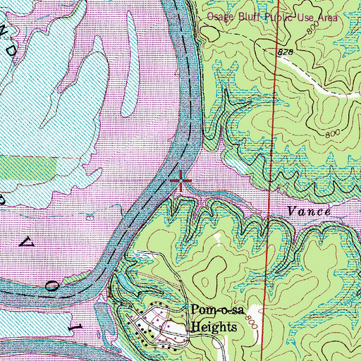 Topographic Map of Vance Branch, MO