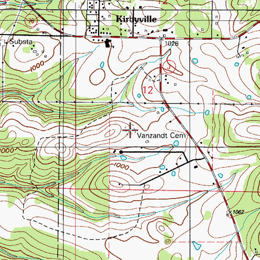 Topographic Map of Vanzandt Cemetery, MO