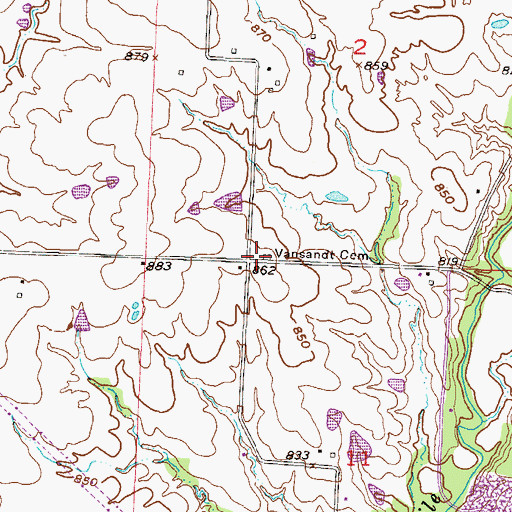 Topographic Map of Vansandt Cemetery, MO