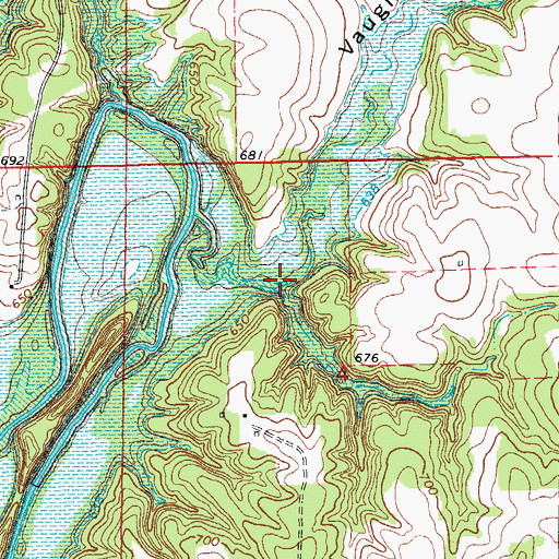 Topographic Map of Vaughn Hollow, MO