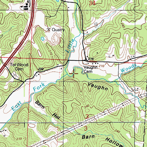 Topographic Map of Vaughn Hollow, MO