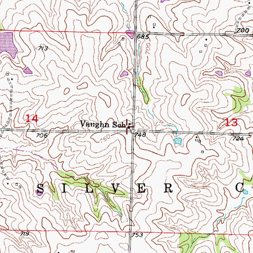 Topographic Map of Vaughn School (historical), MO