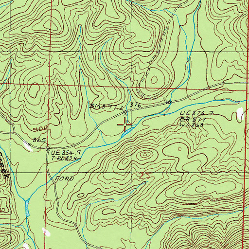 Topographic Map of Murder Creek, AR