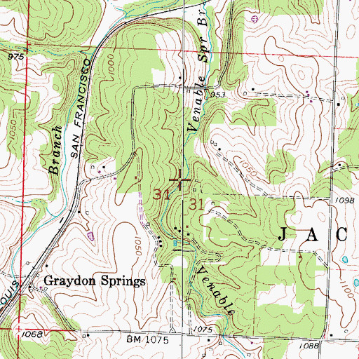Topographic Map of Venable Spring Branch, MO