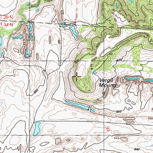 Topographic Map of Vergil Mound, MO