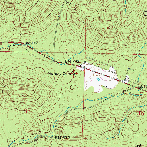 Topographic Map of Murphy Cemetery, AR
