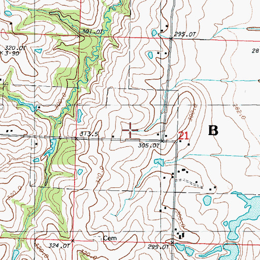 Topographic Map of Vernon Church (historical), MO