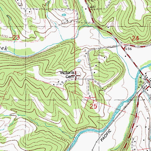 Topographic Map of Victoria Cemetery, MO