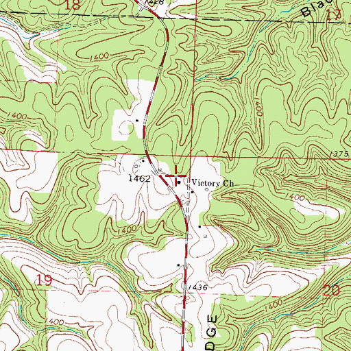 Topographic Map of Victory Church, MO