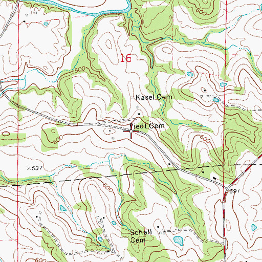 Topographic Map of Viedt Cemetery, MO