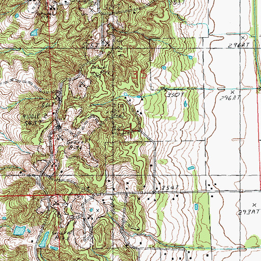 Topographic Map of Vincent Cemetery, MO