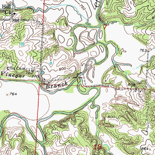 Topographic Map of Vinegar Branch, MO