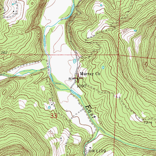 Topographic Map of Murray Church, AR