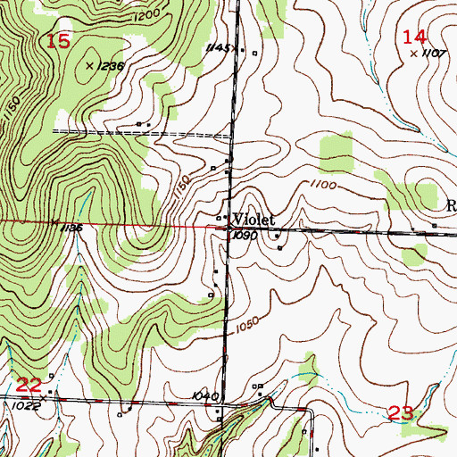 Topographic Map of Violet, MO