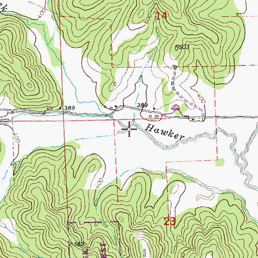 Topographic Map of Virgin Creek, MO