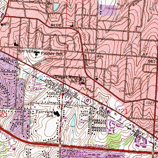 Topographic Map of Nativity of Mary School, MO