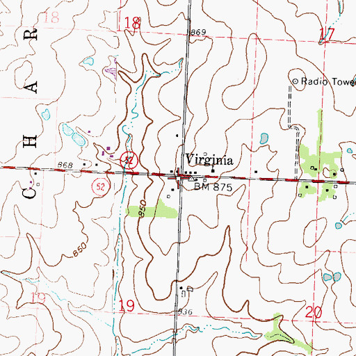 Topographic Map of Virginia, MO