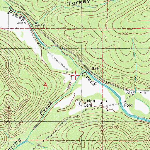 Topographic Map of Murray Creek, AR