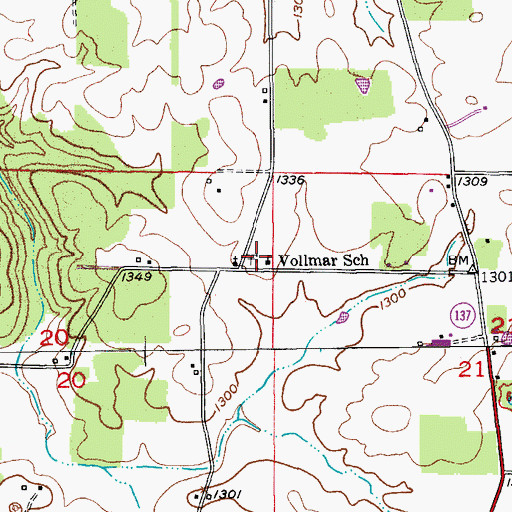 Topographic Map of Vollmar School, MO