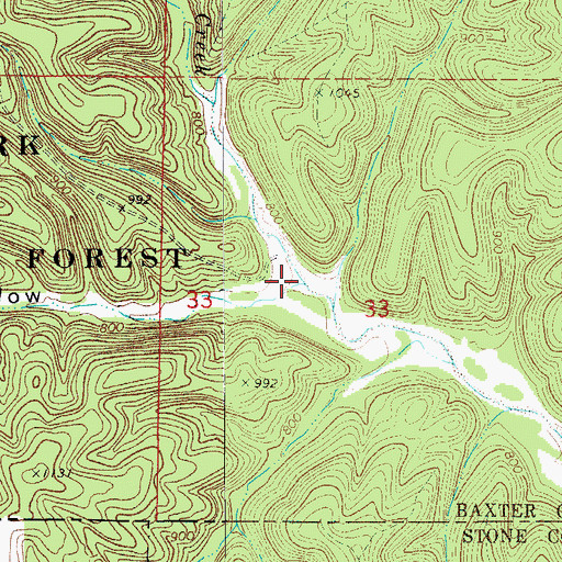 Topographic Map of Murry Treat Hollow, AR