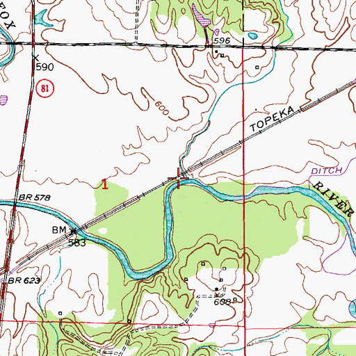 Topographic Map of Wade Branch, MO