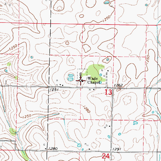 Topographic Map of Wade Chapel, MO