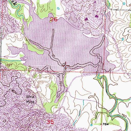Topographic Map of Wade Creek, MO