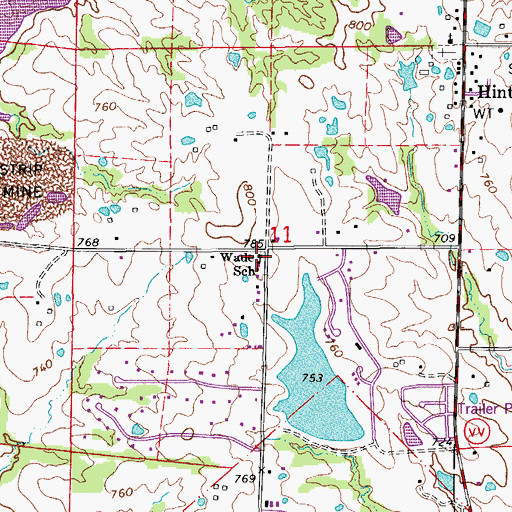 Topographic Map of Wade School (historical), MO