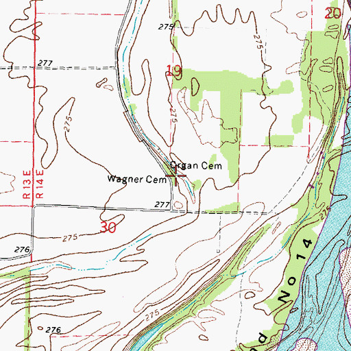 Topographic Map of Wagner Cemetery, MO