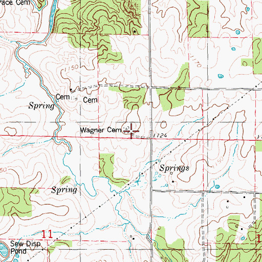 Topographic Map of Wagner Cemetery, MO
