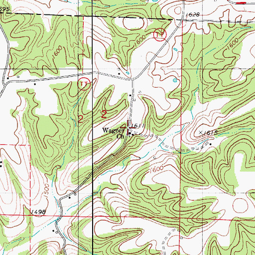 Topographic Map of Wagner School (historical), MO