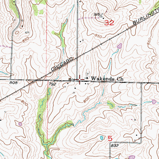 Topographic Map of Wakenda Church, MO