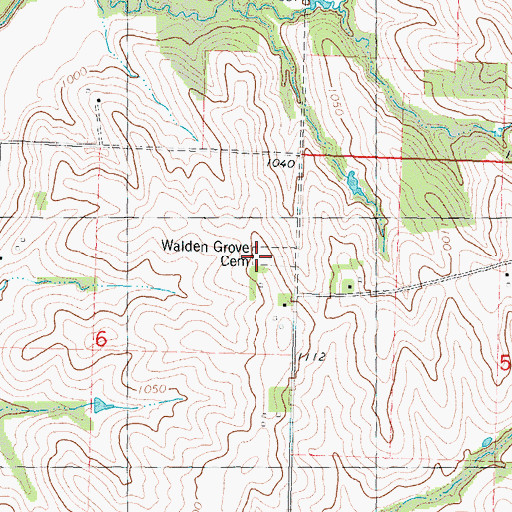 Topographic Map of Walden Grove Cemetery, MO