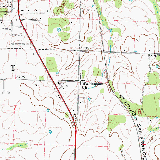 Topographic Map of Waldensian Church, MO
