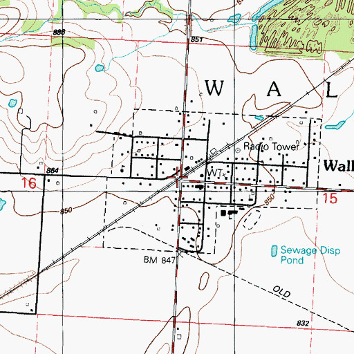 Topographic Map of Walker, MO