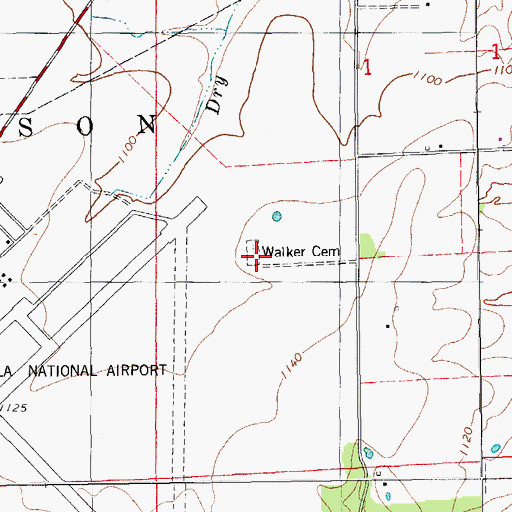 Topographic Map of Walker Cemetery, MO