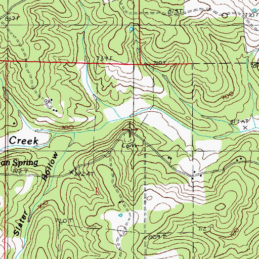 Topographic Map of Walker Church, MO