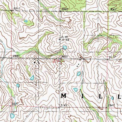 Topographic Map of Walker School (historical), MO