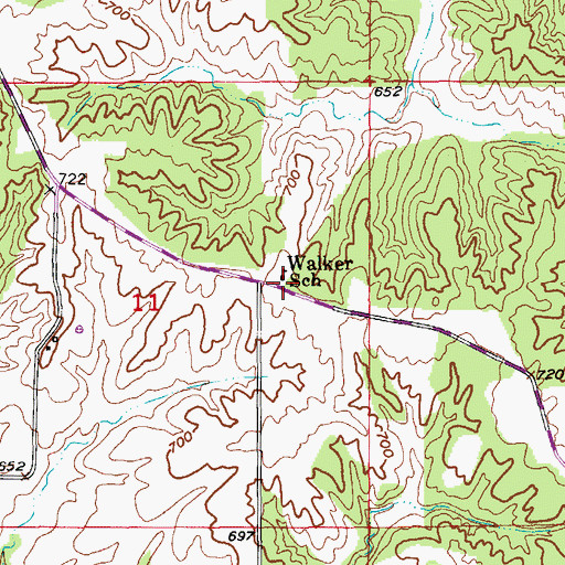 Topographic Map of Walker School, MO