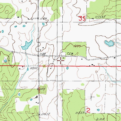 Topographic Map of Walkers Chapel, MO