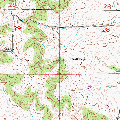 Topographic Map of Wall Cemetery, MO